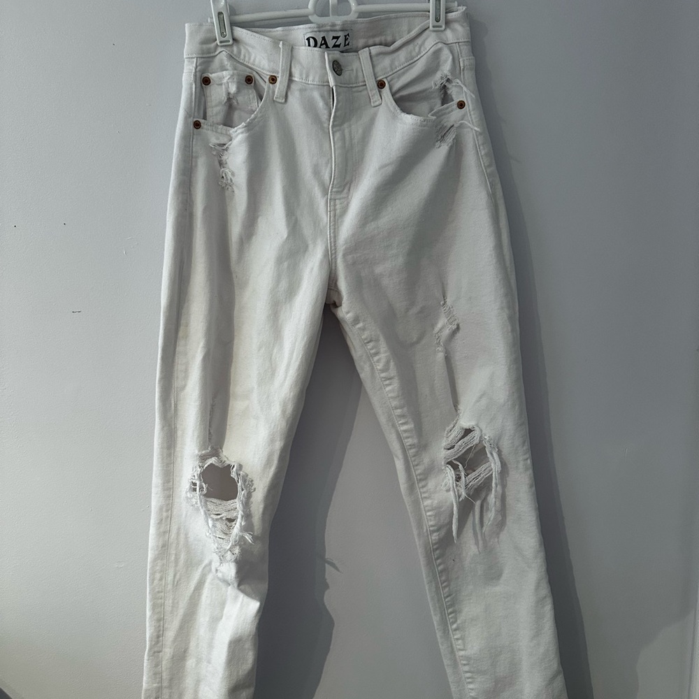 Daze Distressed White Jeans